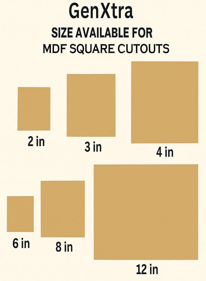 GENXTRA® Square MDF Cutouts for Crafts - Pack of 6 - 2.5mm Thick Wood Boards - DIY Painting, School Projects, Resin Art - Sizes from 2" to 12" (3 INCH) - Image 5